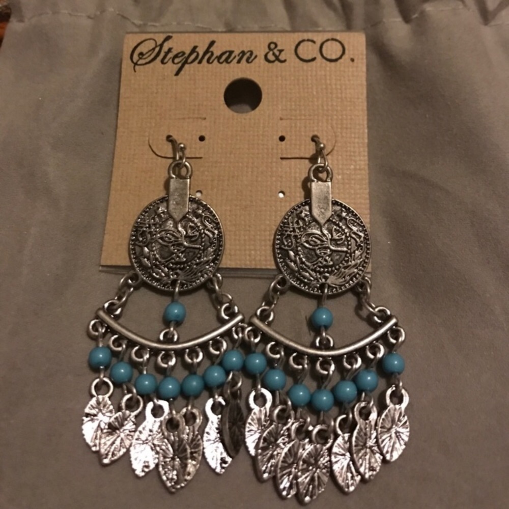 Earrings silver and blue